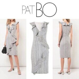 NWT PatBO Striped Ruffle Midi Dress Women Size 10